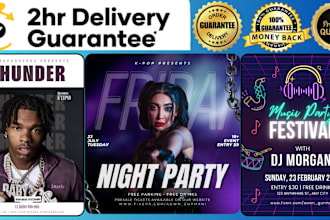 design party night club, dj, hip hop music, flyer poster