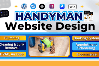 design handyman website cleaning, plumbing painting, junk removal, hvac website