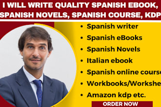 write quality spanish ebook, spanish novels, spanish course, italian ebook, kdp