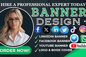 design youtube banner, facebook, instagram, linkedin, twitch, shopify banner
