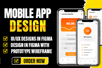 design mobile app UI UX in figma with prototype wireframe