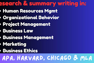 do hrm, project mgmt, business law, marketing, and organization behavior tasks