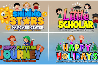design daycare, childcare, baby shop, school and kids logo