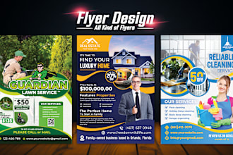 design urgent flyer, postcard, door hanger for real estate, cleaning, lawn care
