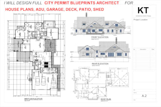do city permit architecture floor plan, adu, garage, deck