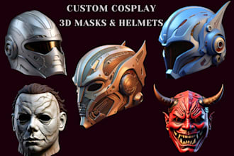3d sculpt custom 3d mask 3d helmet oni mask and 3d cosplay futuristic mask