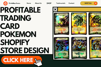 design trading card shopify store trading card website pokemon website
