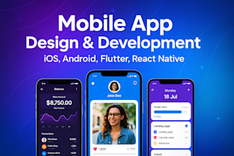 develop mobile app, design android ios app, flutter app, react native app