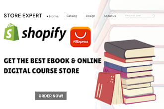design shopify ebook website online course digital products dropshipping store