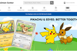 design trading card website pokemon shopify store pokémon ecommerce website
