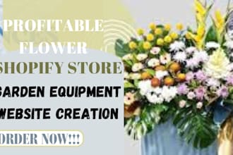 build garden equipment shopify store home plants website flower logo florist ads