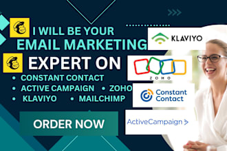 do email marketing in klaviyo, mailchimp, constant contact, active campaign zoho