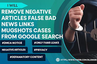 takedown unwanted defaming content from google search and website under dmca