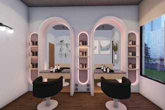 design interior beauty salon,hair salon ,spa 3d  rendering