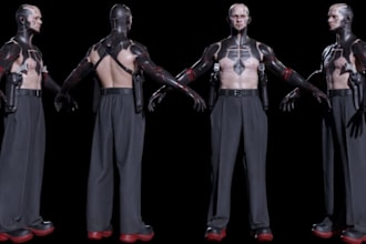 3d character model, cartoon 3d game character game trailer character in blender