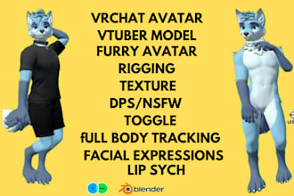 create custom vrchat avatar furry fursona avatar nsfw vtuber 3d rig