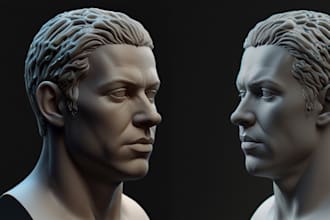 do 3d head bust, 3d mask, 3d face, 3d figure, half body for 3d printing