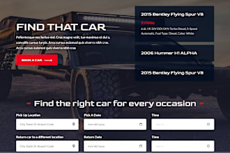 design car rental website, chauffeur website, car dealership