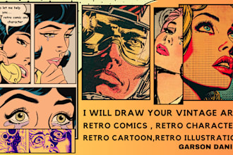 draw retro vintage comic illustration retro anime character as your comic artist