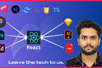 convert figma design to react js, next js, and tailwind CSS or any frontend work