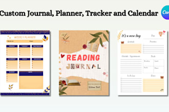 create custom printable planner, journal design, calendar
