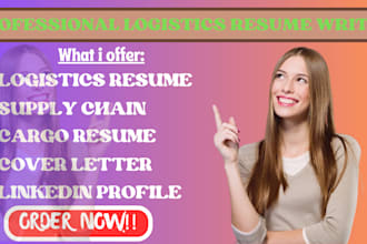 write a  logistic resume, supply chain, cargo resume ,cover letter and linkedin