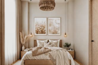 do interior design for bedroom, bathroom, kitchen, living