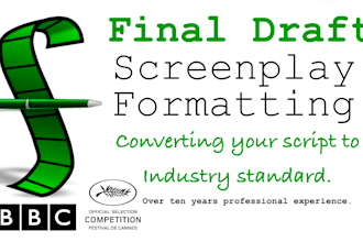 format your screenplay to industry standard in final draft