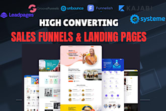 design leadpages, groovefunnels, funnelish, kajabi, systeme io, carrd, clixlo