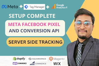 fix or setup meta facebook pixel, fb capi, ga4 server side tracking via GTM