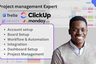 setup monday com click up and infinity CRM for your project