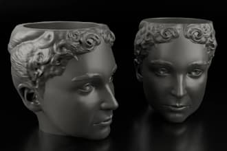 sculpture 3d head portrait, 3d face sculpt, 3d printing, stl
