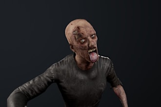 deliver 3d zombie model for ue5, 3d game non human model,rig blender 3d monster