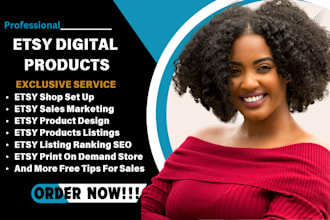 set up etsy shop, etsy digital products listing, etsy SEO, and etsy shop set up