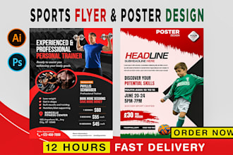 design awesome martial arts flyers, sports fitness, and football poster banner