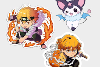 draw your action pose and dynamic kawaii chibi art