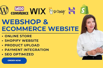 build online webstore ecommerce website on godaddy hostinger shopify wix website