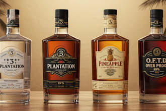 design wine label, vodka, rum, tequila, beer, gin product label design