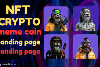 create a crypto token landing page, meme coin website, nft, ico landing page