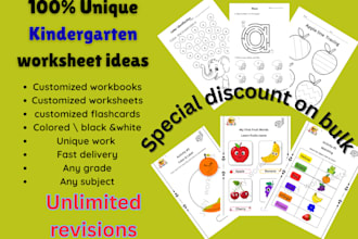 design customised worksheets for pre school and kindergarten