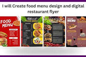 create food menu design and digital restaurant flyer