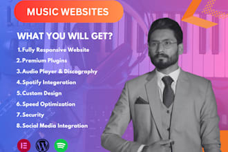 create a music website for artist, dj, podcast, band or record label