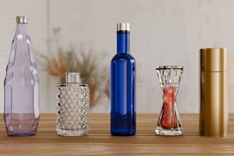 design all types of glass and plastic bottles with labels