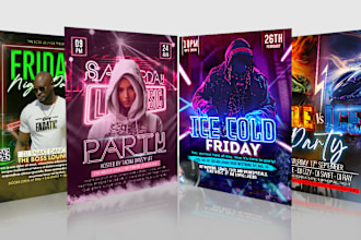 design music, bar, dj, birthday, club, event, party flyers and posters in 6hours