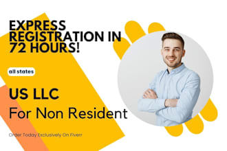 register a US llc for non US resident in 72 hours bank account