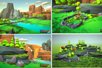 do 3d environment,3d design, game environment game design 3d animation scene