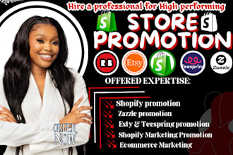do redbubble promotion, shopify marketing, esty promotion, teespring, zazzle