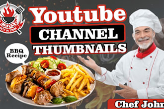 design a eye catchy youtube thumbnails for cooking channels