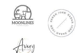 do modern line art text or badge best logo design