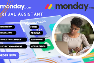 be your monday consultant, setup monday workspace, CRM  board, virtual assistant